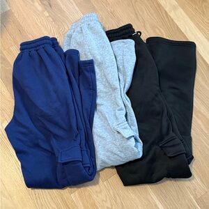 Adult Small Cozy Sweatpants Set - Blue, Gray, and Black